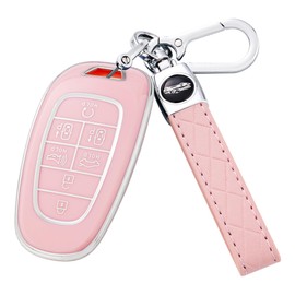 Key Fob Cover for Hyundai Soft TPU Car Smart Keys Case Accessories Fit for 2024 2023 2022 Hyundai Sonata, Santa Fe, Nexo, Tucson, Palisade Key Fob Case Protector Pink