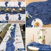 BEELIFY 2 Pack 10 Ft Cheesecloth Table Runner Navy Blue