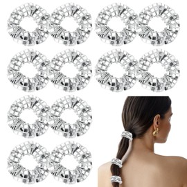 BAHABY 12 PCS Silver Disco Sequin Hair Scrunchies for Women Hair Accessories for 70s 80s Birthday Bridal Shower Last Disco Bachelorette Party Favors