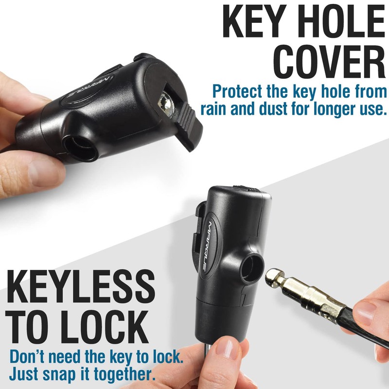 MARQUE Bike Lock with Key – 4FT 3/8” Straight Cable