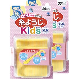 【まとめ買い】小林製薬の糸ようじキッズ 子供用糸ようじ 柄付きフロス デンタルフロス 2才~6才児用 30本×2個