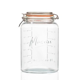 kitchentoolz 1 Gallon Glass Mason Storage Jars with Airtight Lids & Measurment Marks, Super Wide Mouth Canning Jars with Large Capacity for Pickles & Overnight Oats - 1 Pack