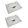 QWORK Solid Pan Lid with Handle, 2 Pack Stainless Steel