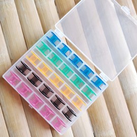 4pcs Clear Sew-Lutions Bobbin Box, Spool Holder Case Sewing Bobbin Organiser, 25/36 Grids Plastic Case Home Sewing Accessories