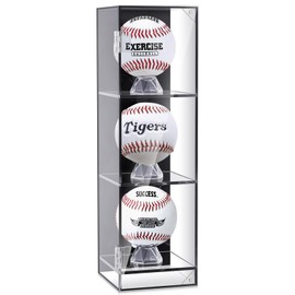 Threehoney 3 Baseball Display Case Cabinet Wall Mount Clear Acrylic Ball Shadow Box for Baseball Tennis Ball Box with Removable Ball Stand Holder Collector Memorabilia Autograph Display Box