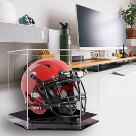 Football Helmet Display Case ,Baseball Helmet Display Case,Self-Assembly Helmet Display Box Protection Holder Dustproof Sports Collectibles Storage Showcase