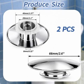 ACKKOR 2 Pcs Universal Pop Up Sink Plug Replacement, 66mm Easy Bathroom Sink Plug Replacement Pop Up Sink Waste Stopper for Bathroom Drain