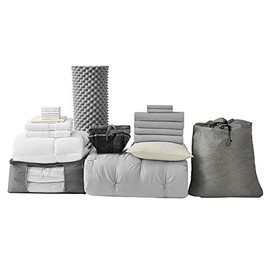 College Dorm Bedding Pack - Twin XL Bed in a Bag - Pin Tuck Glacier Gray Color Set