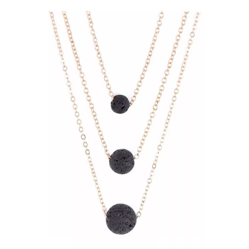 Deluxe Collar 3 En 1 Piedra Volcánica Aceite Relajante Joyería