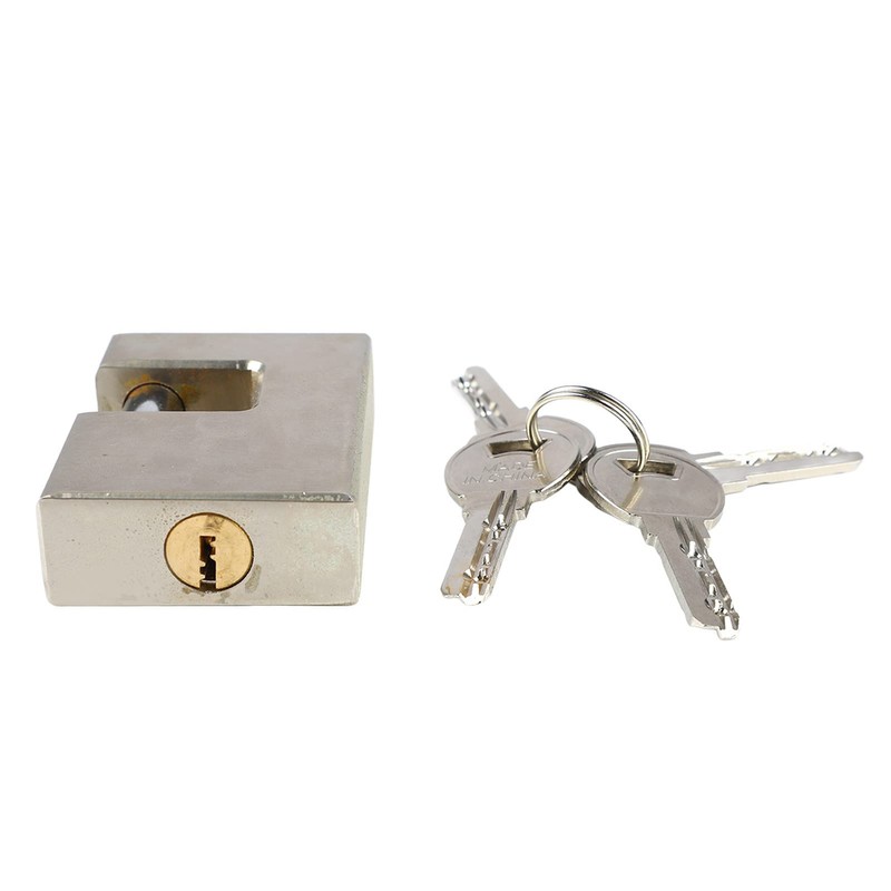 2 Pieces Padlocks with 8 Keys, Rectangular D-shaped Monoblock Locks