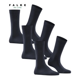 FALKE Women's Family 3-Pack Socks Breathable Sustainable Organic Cotton Reinforced Women's Socks Skin Friendly Durable Plain Multipack 3 Pairs, Blue Dark Navy 6379