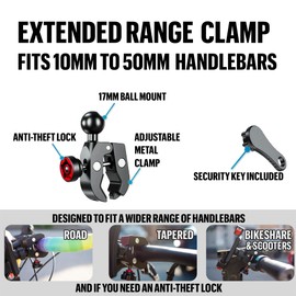 The dashcam.Bike Phone Mount: The Best Bicycle Phone Holder That Reduces Shake Without Blocking Your Camera [Extended-Range for Wide, Tapered, or Road Handlebars]