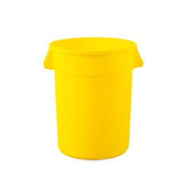 PRO&Family 2 Pack 32 Gallon Yellow Round Commercial Trash Can/Ingredient Bin Recycling Bin Kitchen Garbage Can Office Garbage Can Trash Barrel Plastic Barrel Yard Waste Bin Outdoor Trashcan