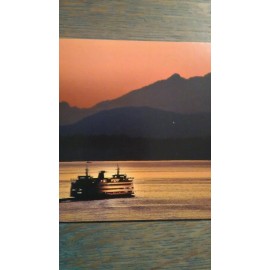 WASHINGTON @ DUSK FERRY TO BAINBRIDGE PHOTO POST CARD WASHINGTON STATE FERRIES @ DUSK. WA
