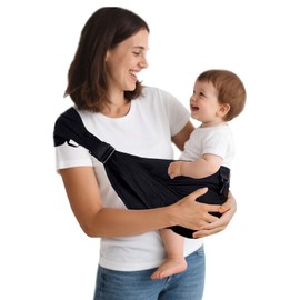 Baby Sling Carrier,Baby Carrier Newborn to Toddler Carrier Essentials Safety Non-Slip Baby Half Wrapped Sling Hip Holderr Carrying 8-35lbs(Black)