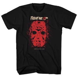 Friday The 13th Men's Red Jason Mask Camp Crystal Lake T-Shirt (Large)