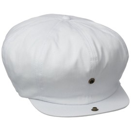 Dorfman Hat Co. Men's White Cap 8/4 Panel (Medium, White)