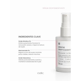 Sérum Facial Despigmentante con Ácido Glicólico 5% y Niacinamida 5%, 30 ml, Ilumina y Unifica el Tono, para Todo Tipo de Piel