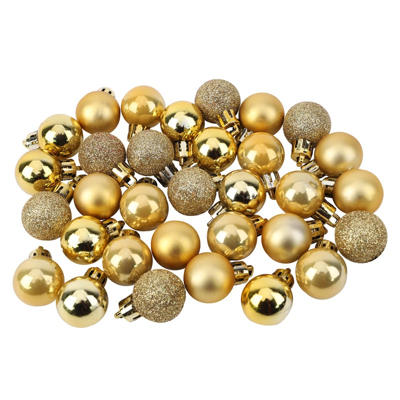 32 x 25 mm Mini Christmas Tree Baubles – Gold