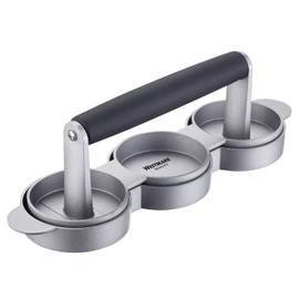 Westmark Mini hamburger maker, shapes 3 mini patties (diameter: approx. 6.5 cm) at the same time, aluminium/plastic, trio, silver/black, 62232260
