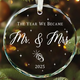 Wedding Gifts - Mr and Mrs Gifts - Wedding Gifts for Couples 2025, Wedding Gifts for Couple, Wedding Gifts for Bride - Future Mr and Mrs Gifts - 1st Wedding Bridal Shower Gifts - Glass Ornament 2025
