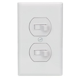 Baomain 2-Pack Double Toggle Light Switch with Wall Plate,15 Amp 125V Two Single Pole Residential Grade,On/Off Electrical Wall Switch Self-grounding, Glossy White ETL Certified
