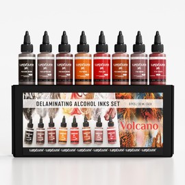 KAMENSKAYA Delaminating Alcohol Inks - Delaminating Ink Set 'Volcano' - 8 pcs. 1 Fl Oz (30 ml) Each
