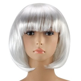 Accessotech Women's Sexy Short Bob Cut Fancy Dress Wigs Play Costume Ladies Full Wig Party White