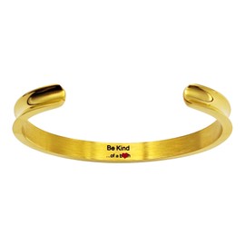 Zoolum Be Kind of A B Bracelet Hair Tie Bracelet for Women, Stainless Steel High Polishing Grooved Cuff Bracelet, Best Friend Gift For BBF