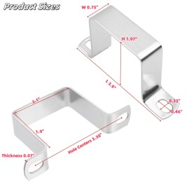LC LICTOP Square Tube Strap Clamp, 2.1 x 1.9 Inch U Shape Pipe Strap, 304 Stainless Steel, Deck Fence Post Tie Bracket for Conduit, Pumbing System, Strut Channel, Door Closed Bar Holder, 20Pcs