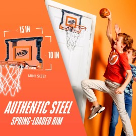 Nerf 15x10 Blue Mini Basketball Hoop Over Door Includes Nerf Basketball for Play