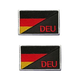 Uijokdef 2 PCS Germany Flag Patches Hook and Loop Fastener Embroidered Tactical Military National Germany Patch