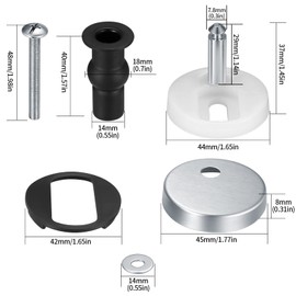 ieron Pack of 2 Screws Quick Release Toilet Seat Fixings, Universal Toilet Seat Hinge Fittings for WC Toilet Blind Holes Toilet Lid Stainless Steel Repair Parts Screws Accessories