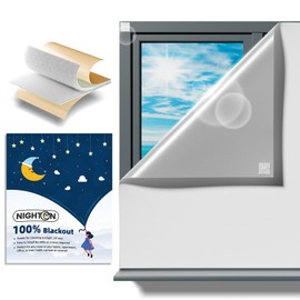 NIGHTON Portable Blackout Curtains 40"×57" Strong Hook and Loop Tape Strips with Adhesive,Blackout Shades That can be Cut,100% Blackout Material Window Blinds for Baby Nursery or Travel Use-White-Ⅲ