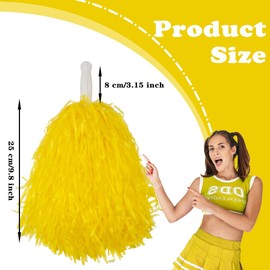Lovecheer 24PCS Cheerleading Pom Poms Yellow Plastic Cheerleader Pom Poms with Handle Cheering for Sports Spirited Dance Party Performance