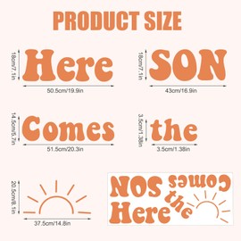 Here Comes The Son Baby Shower Wall Decal, Here Comes The Sun Vinyl Stickers Welcome Little Boy Backdrop Gender Reveal Party Favors Birthday Party Supplies Pregnancy Gift Creative Wall Decoration