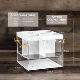 ELTOW Utensil Holder for Party, Silverware Caddy with Handle, Swivel, Lucite Acrylic Organizer for Spoons, Forks, Knives, Napkins, Elegant Cutlery Utensil Caddy