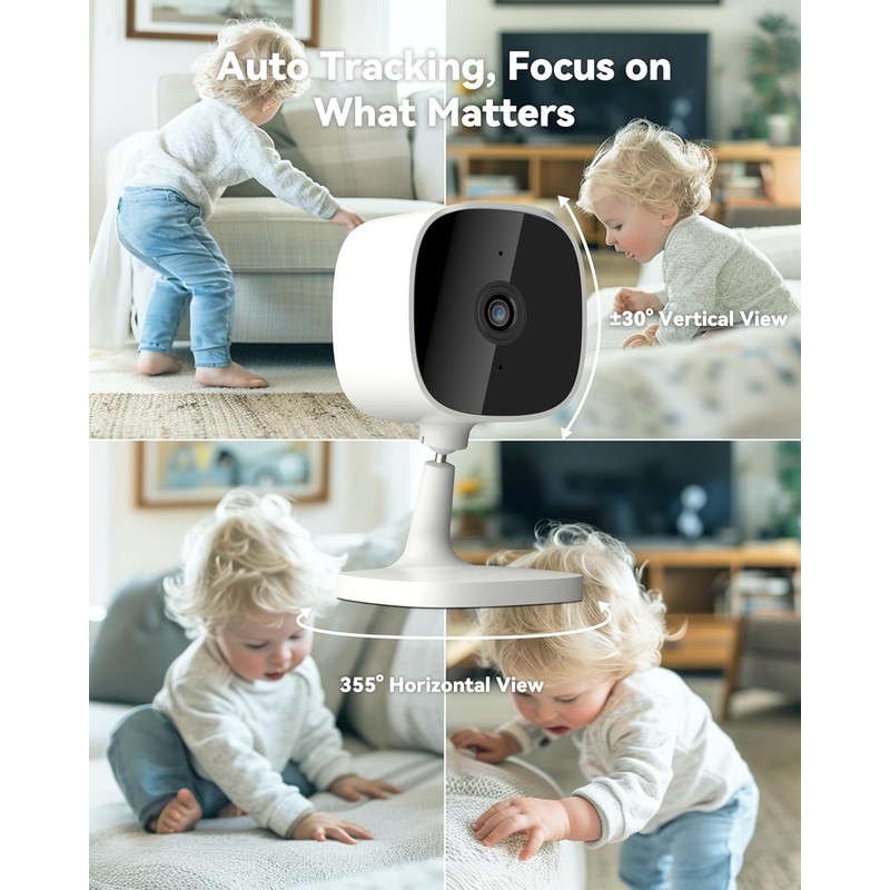 Swann EVO 2K Indoor Wi-Fi Security Camera, Two-Way Audio, True