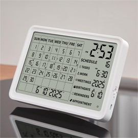 8 Inch Digital Calendar, Multifunctional Smart Calendar Wall & Desk Mountable, 90-Day Battery Life, Schedule Planner Desk Digital Organizer with Tasks & Reminders for Business Office Home School White