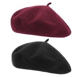 Zhenghebuy Beret Hat Pack of 2 French Beret Hat, Classic Plain French Style Beret, Hat Fashion Berets, Women's Beret Berets, black