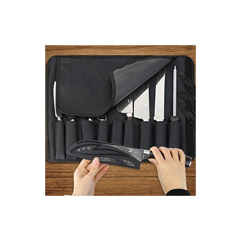 Dfito - Juego de cuchillos de chef con bolsa enrollable,
