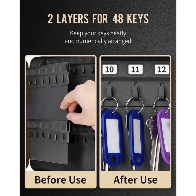 Uniclife 48-Key Steel Key Cabinet with 2 Unlocking Keys Wall