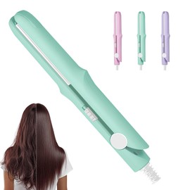 Mini Dual-Purpose Curling Iron, New Mini Dual Purpose Curling Iron, 2-in-1 Curling Wand Flat Iron Hair Straightener, Travel Cur-ling Irons for All Hair Types Types (Mint Green)