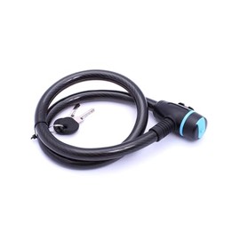 Bicycle Cable Lock, 85 cm Length, 15 mm Thick Steel Cable with PVC Cover, 2 Keys, Black