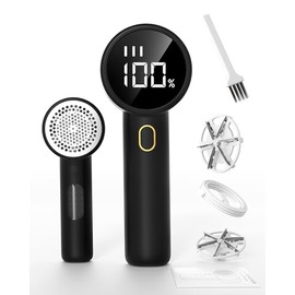 Fabric Shaver, Rechargeable Electric Lint Remover with 6 Leaf Blades, 3 Speeds & LED Display, Deep Pilling Removal for Clothes, Sweater, Couchs, Sweaters, Blankets