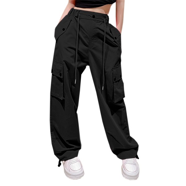 Cromoncent Womens High Waist Parachute Pants Y2K Cargo Trousers with