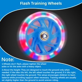 QKTYB Bicycle Training Flash Wheels for Kids, Children Bike Stabilizers Support Wheels Universal Cycling Training Wheels, Stabilisers for Childs Bike 12 14 16 18 20 Inch (1 Pair)