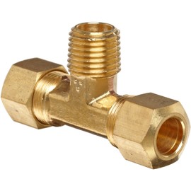 Anderson Metals-00072-0806 Brass Tube Fitting, Tee, 1/2" Compression x 3/8" Bottom Male Pipe