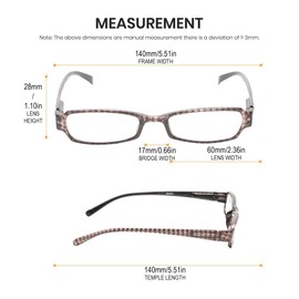 Calabria 758 Womens Rectangle Reading Glasses +2.00 Brown Crystal Ladies Readers Spring Hinged Eyeglasses Cheaters Soft Case