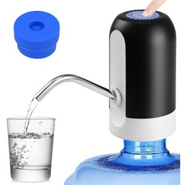 CHIVENIDO 5 Gallon Water Dispenser - Water Bottle Pump with Reusable Cap for Screw Top or Crown Tops, USB Charging Water Jug Dispenser for Universal 2-5 Gallon Bottle